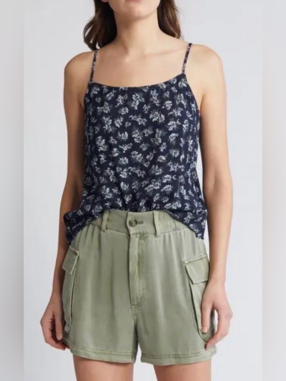 NWT Treasure & Bond Navy Floral Tie-Back Strappy Camisole Tank Nordstrom XL